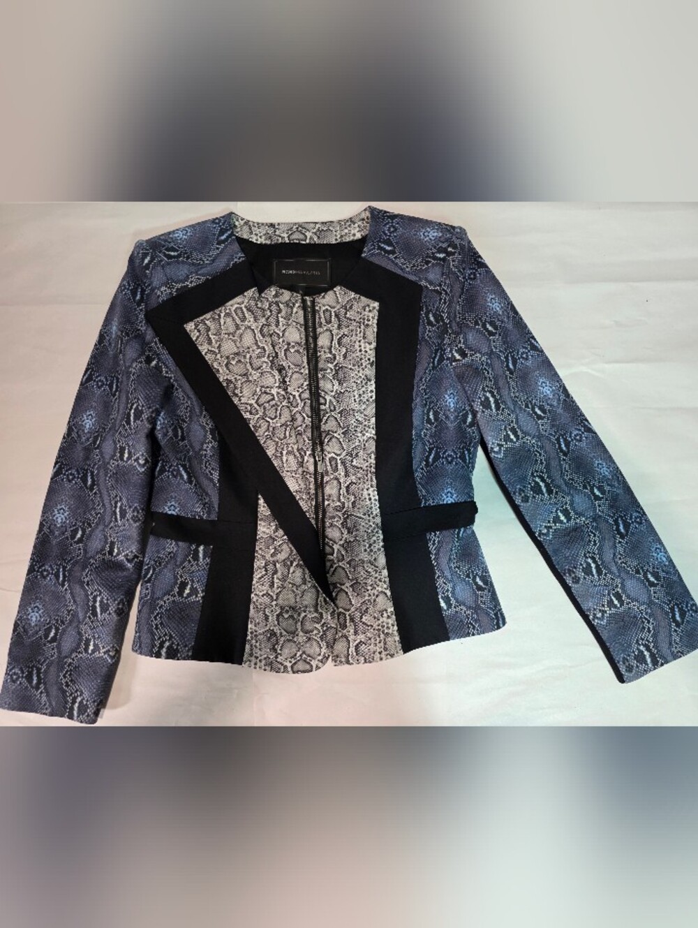 BCBGMAXAZRIA "Edward" Mixed Snakeskin Print Zip-Up Blazer Jacket - Size S
